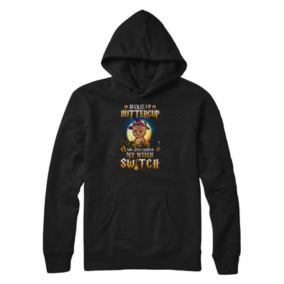 Buckle Up Buttercup Halloween Witch Yorkie Costume-T-Shirt & Tank Top-Pullover Hoodie-Black