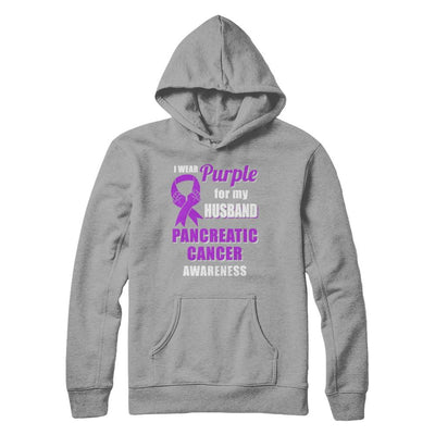 I Wear Purple For My Husband Pancreatic Cancer Wife-T-Shirt & Hoodie-Pullover Hoodie-Light Steel
