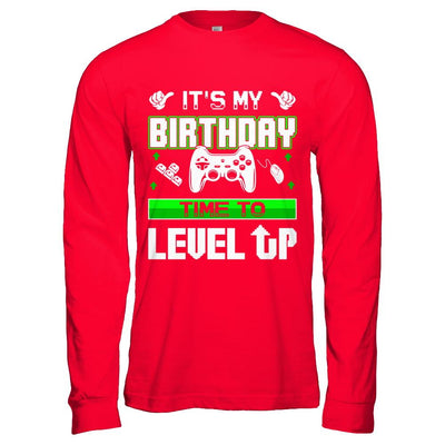 It's My Birthday Time To Level Up-T-Shirt & Hoodie-Long Sleeve T-Shirt-Red