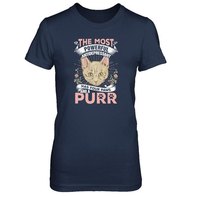 The Most Powerful Antidepressant Has Four Paws And A Purr-T-Shirt & Tank Top-Women's T-Shirt-Navy