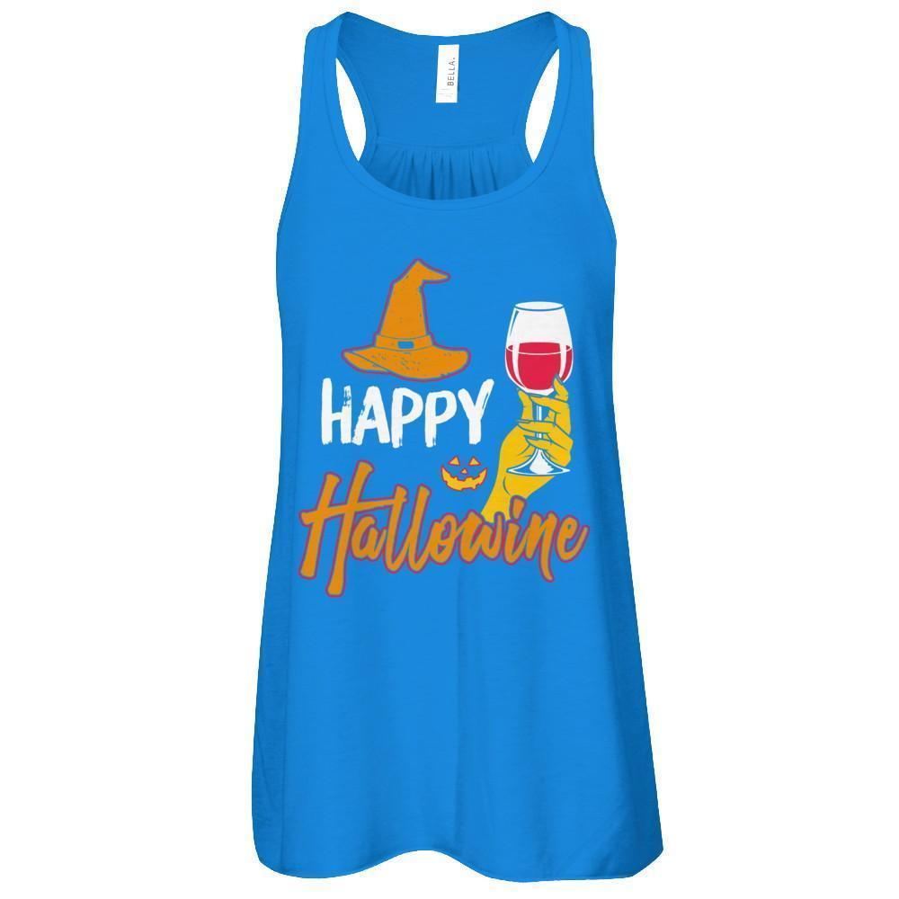 Halloween Happy Hallowine For Wine Lover-T-Shirt & Tank Top-Women's Flowy Racerback Tank-True Royal