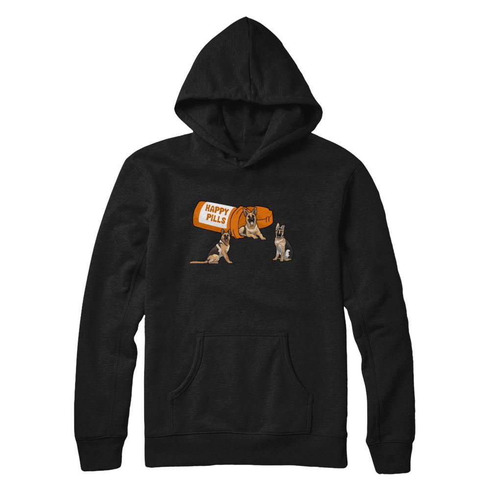 German Shepherd Happy Pills-T-Shirt & Hoodie-Pullover Hoodie-Black