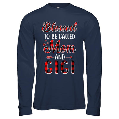 Red Buffalo Plaid Blessed To Be Called Mom And Gigi-T-Shirt & Hoodie-Long Sleeve T-Shirt-Navy