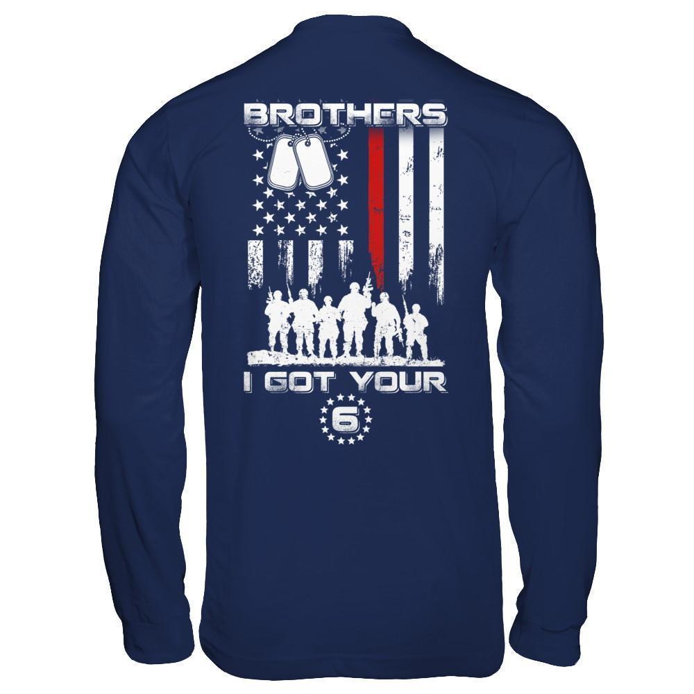 Brothers I Got Your Six Veteran-T-Shirt & Hoodie-Long Sleeve T-Shirt-Navy