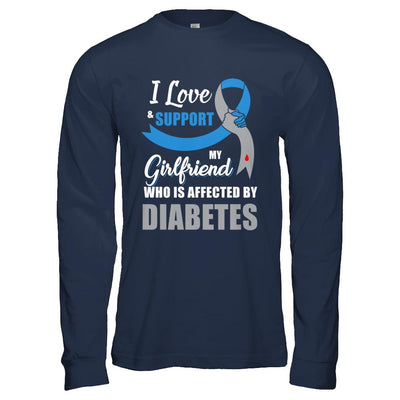 Diabetes Awareness Support Blue Grey Girlfriend Boyfriend-T-Shirt & Hoodie-Long Sleeve T-Shirt-Navy