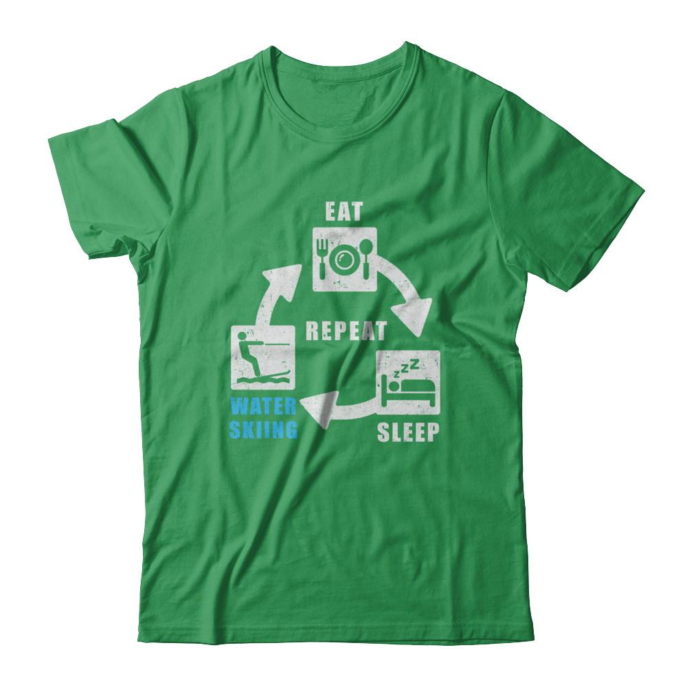 Eat Sleep Water Skiing Repeat Funny Lake Sports-T-Shirt & Hoodie-Premium T-Shirt-Kelly Green