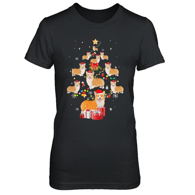 Cute Corgi Christmas Tree Dogs Lover-T-Shirt & Sweatshirt-Women's T-Shirt-Black