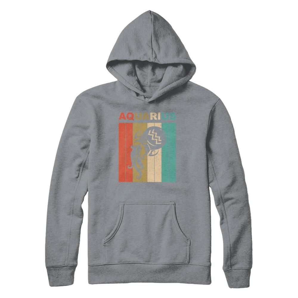 Vintage Aquarius Zodiac January February Birthday Gift-T-Shirt & Hoodie-Pullover Hoodie-Light Steel