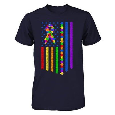 Autism Awarenes American Flag-T-Shirt & Hoodie-Premium T-Shirt-Midnight Navy