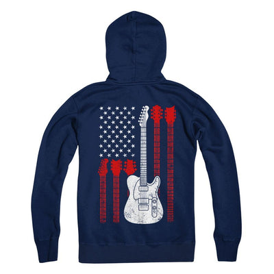 Guitar American Us Flag Music Player-T-Shirt & Hoodie-Pullover Hoodie-Navy