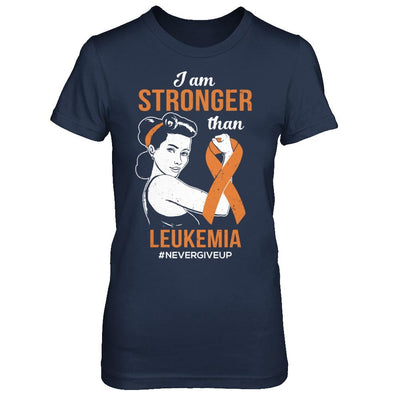 I Am Stronger Than Leukemia Awareness Support-T-Shirt & Hoodie-Women's T-Shirt-Navy
