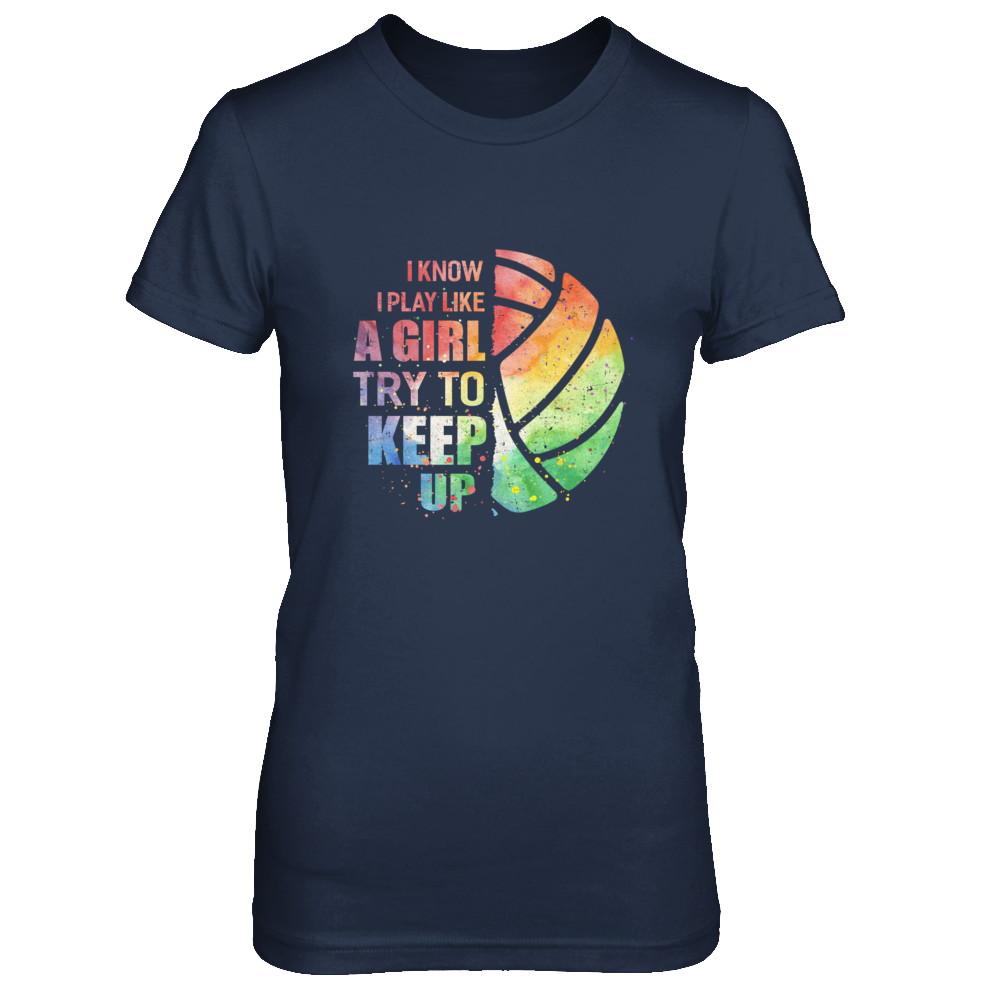 Yeah I Play Like A Girl Volleyball Girl-T-Shirt & Hoodie-Women's T-Shirt-Navy