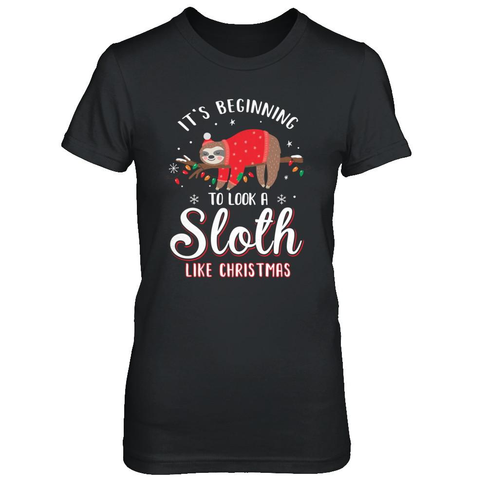 It's Beginning To Look A Sloth Like Christmas Gifts-T-Shirt & Sweatshirt-Women's T-Shirt-Black