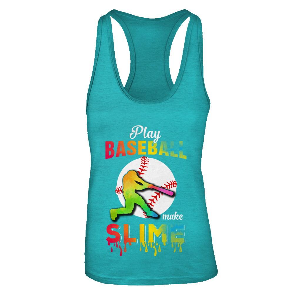 Play Baseball Make Slime Watercolor For Girl Women-T-Shirt & Tank Top-Women's Ideal Racerback Tank-Tahiti Blue