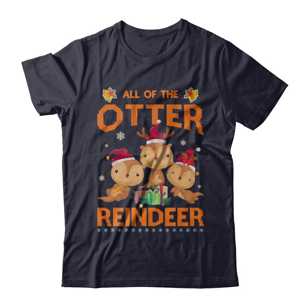 All Of The Otter Reindeer Otter Claus Christmas-T-Shirt & Sweatshirt-Premium T-Shirt-Midnight Navy