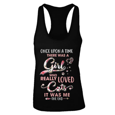Once Upon A Time There Was A Girl Who Really Loved Cats-T-Shirt & Tank Top-Women's Ideal Racerback Tank-Black