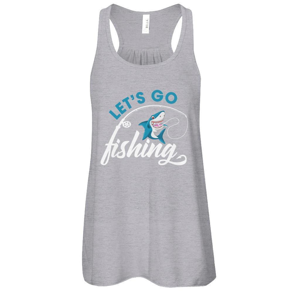 Let's Go Fishing Shark Lovers-T-Shirt & Tank Top-Women's Flowy Racerback Tank-Athletic Heather