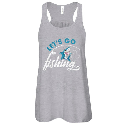 Let's Go Fishing Shark Lovers-T-Shirt & Tank Top-Women's Flowy Racerback Tank-Athletic Heather