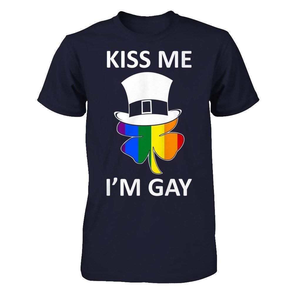 Kiss Me I'm Gay Lgbt St Patrick's Day-T-Shirt & Hoodie-Premium T-Shirt-Midnight Navy