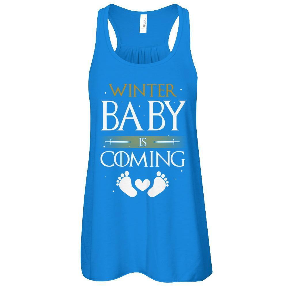 Winter Baby Is Coming Humor Maternity Pregnant-T-Shirt & Tank Top-Women's Flowy Racerback Tank-True Royal