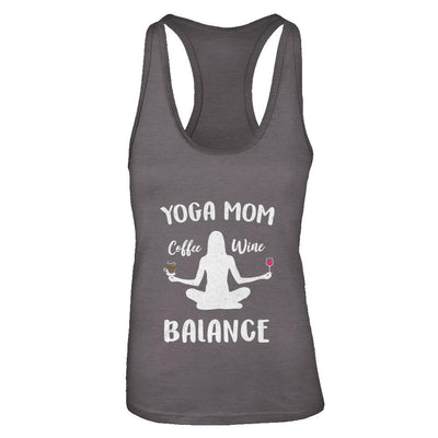 Yoga Moms Have Balance Wine Coffee Mothers Day-T-Shirt & Tank Top-Women's Ideal Racerback Tank-Dark Grey