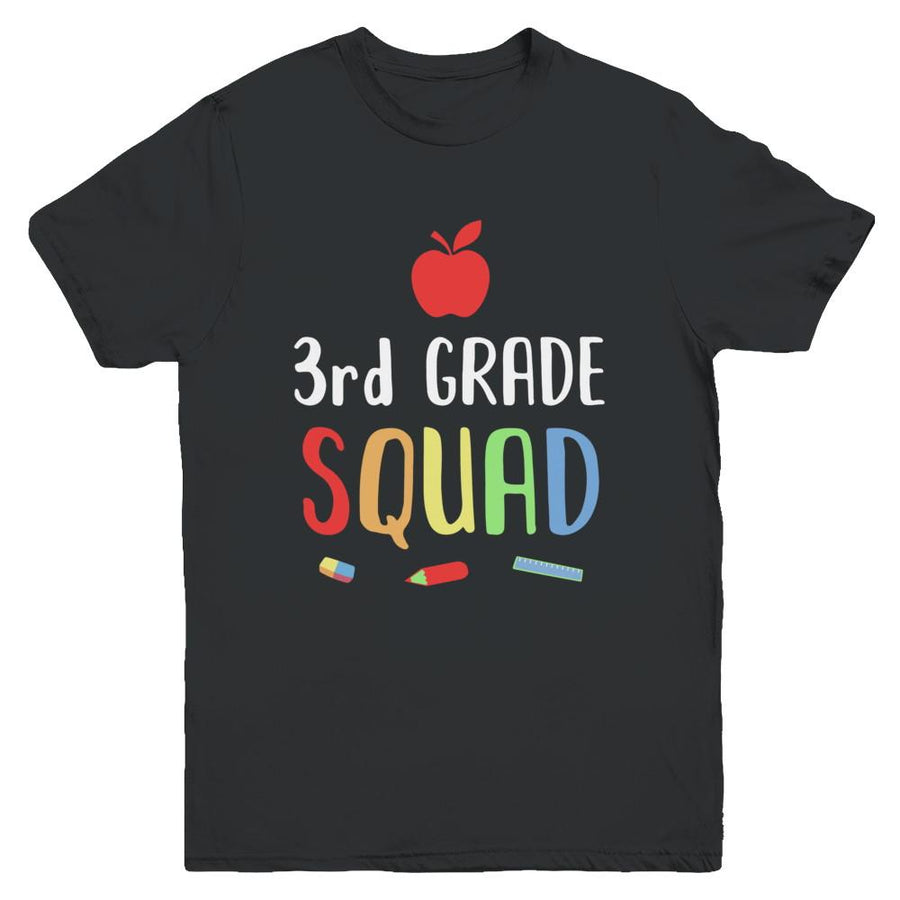 3rd Grade Squad Back To School Teacher Third Grade Youth-Youth Shirt-Youth T-Shirt-Black