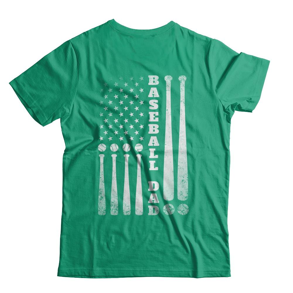 American Flag Vintage Baseball Dad Father's Day-T-Shirt & Hoodie-Classic T-Shirt-Kelly Green