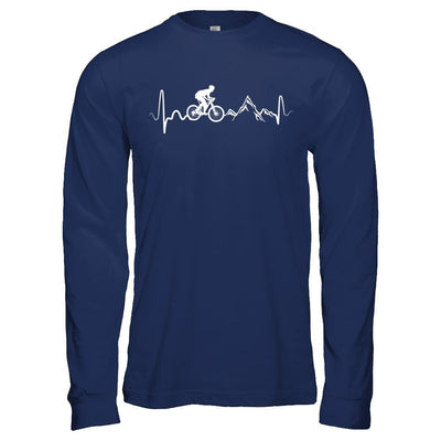 Mountain Bike Heartbeat-T-Shirt & Hoodie-Long Sleeve T-Shirt-Navy