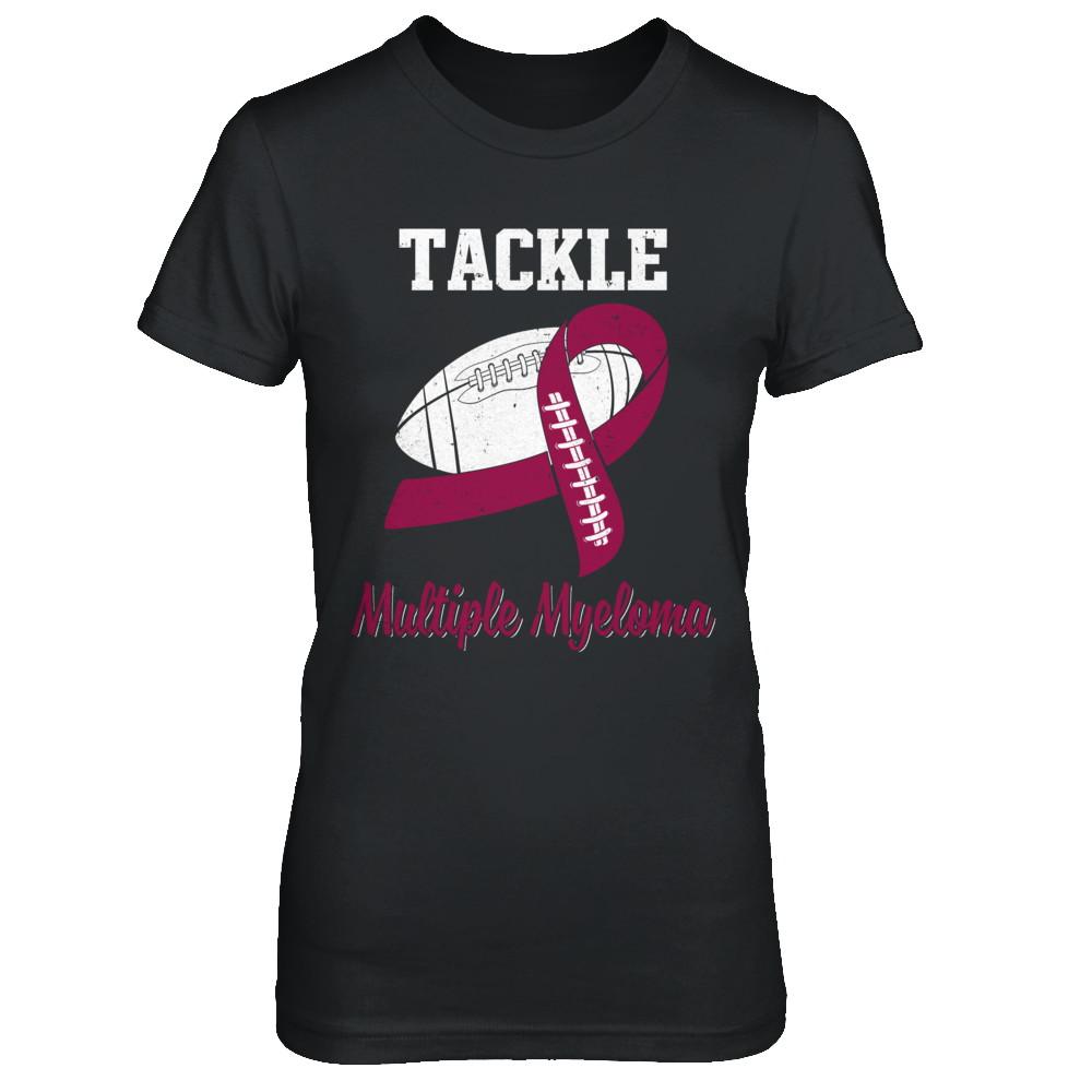 Football Survivor Tackle Burgundy Multiple Myeloma Awareness-T-Shirt & Hoodie-Women's T-Shirt-Black