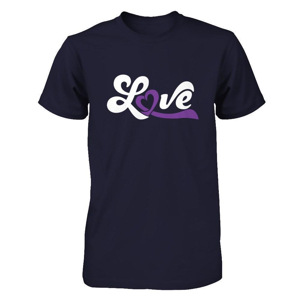 Love Purple Awareness Ribbon-T-Shirt & Hoodie-Premium T-Shirt-Midnight Navy