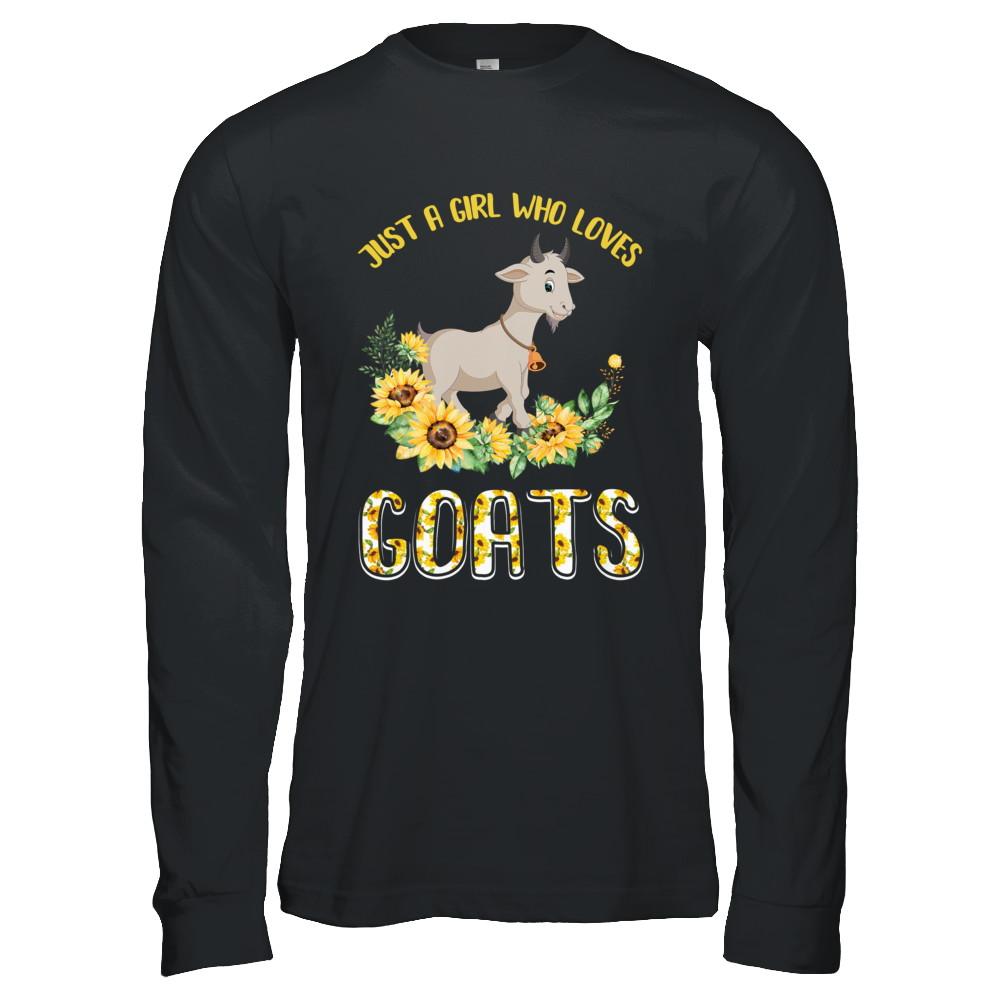 Just A Girl Who Loves Goats And Sunflowers-T-Shirt & Hoodie-Long Sleeve T-Shirt-Black
