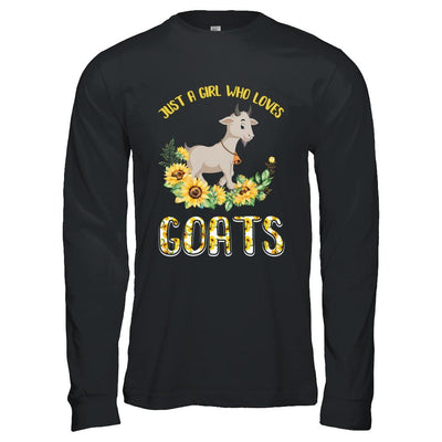 Just A Girl Who Loves Goats And Sunflowers-T-Shirt & Hoodie-Long Sleeve T-Shirt-Black