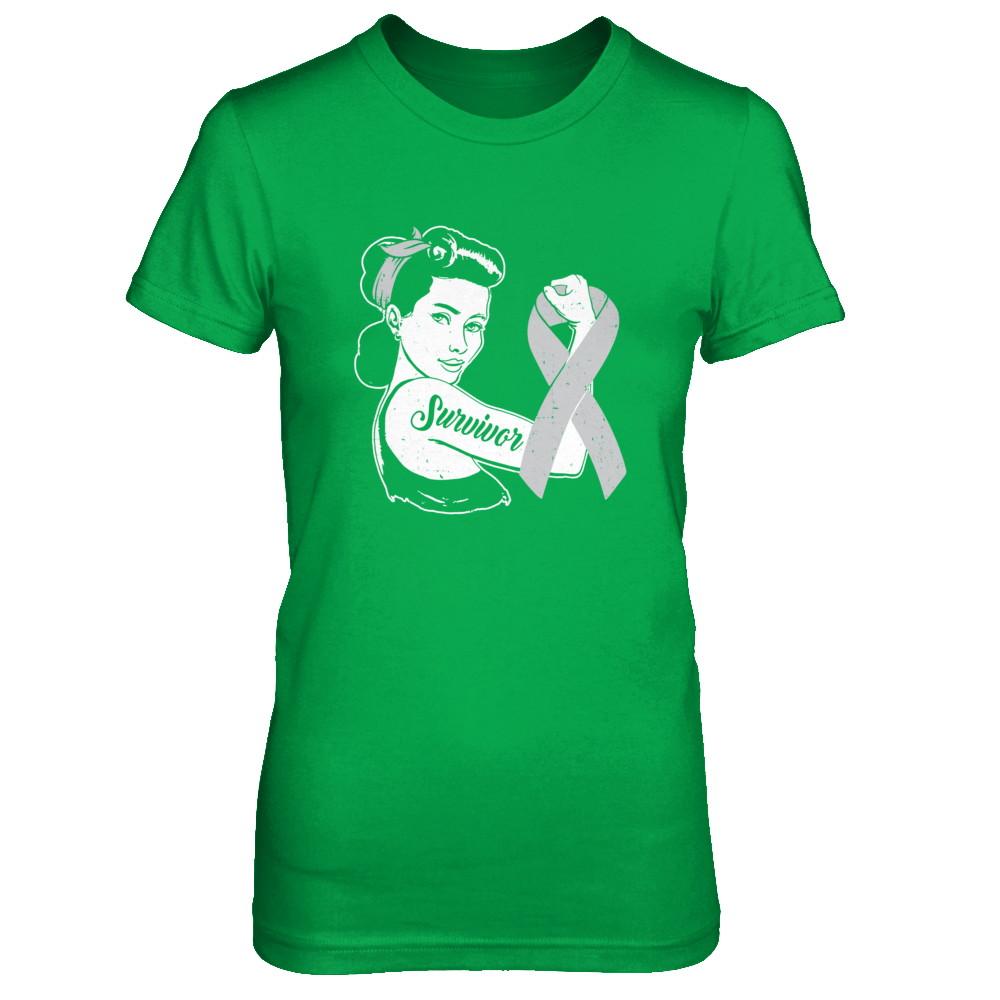 We Can Cure It Grey Brain Cancer Awareness Survivor-T-Shirt & Hoodie-Women's T-Shirt-Irish Green