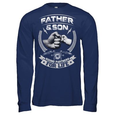 Motocross Father And Son Riding Partners For Life-T-Shirt & Hoodie-Long Sleeve T-Shirt-Navy