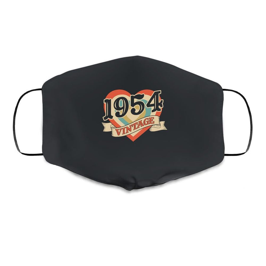 67th Birthday Gifts Classic Retro Heart Vintage 1954 Cloth Face Mask-Cloth Face Mask-Cloth Face Mask-Black