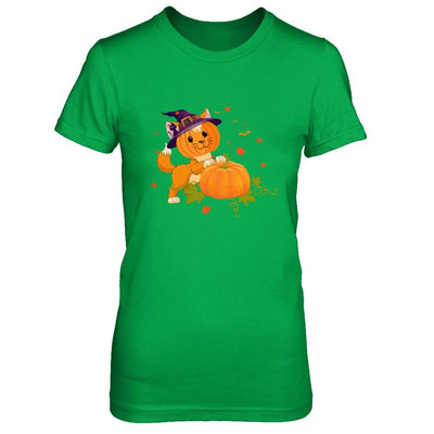 Funny Halloween Cat Pumpkin Costume-T-Shirt & Hoodie-Women's T-Shirt-Irish Green