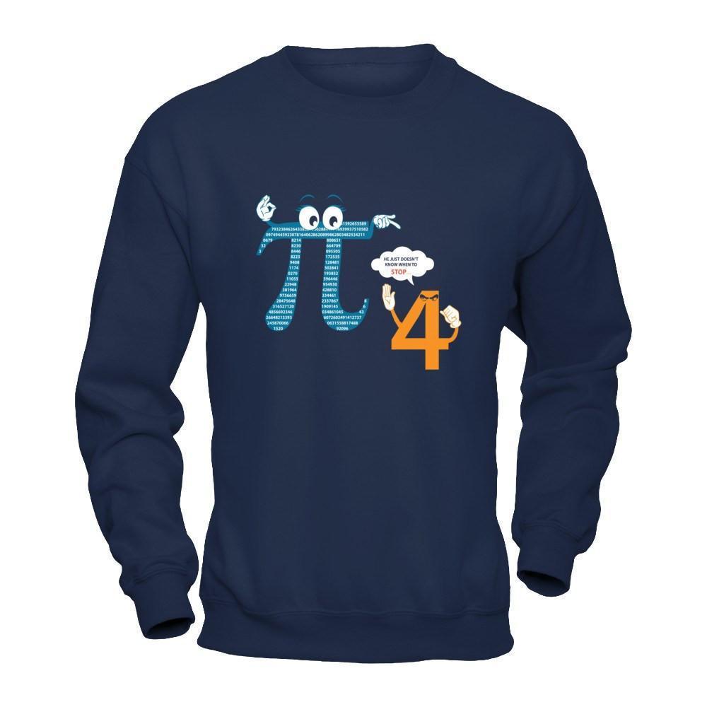 Happy Pi Day 2017 He Doesn't Know When To Stop-T-Shirt & Hoodie-Crewneck Sweatshirt-Navy