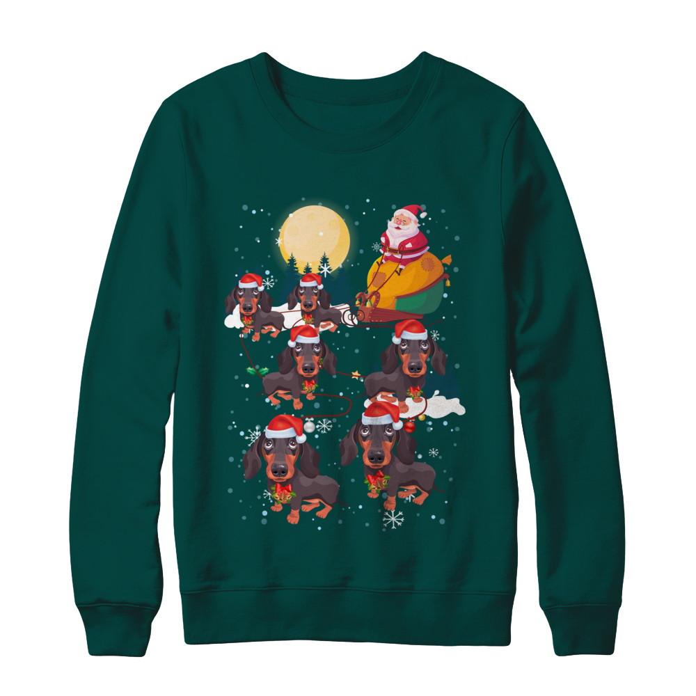 Dog Reindeer Dachshund Christmas Gift-T-Shirt & Sweatshirt-Crewneck Sweatshirt-Deep Forest