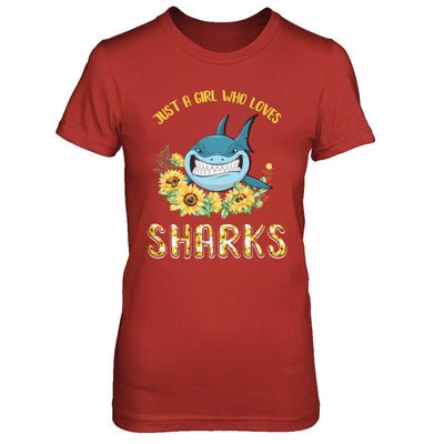 Just A Girl Who Loves Sharks And Sunflowers-T-Shirt & Hoodie-Women's T-Shirt-Red