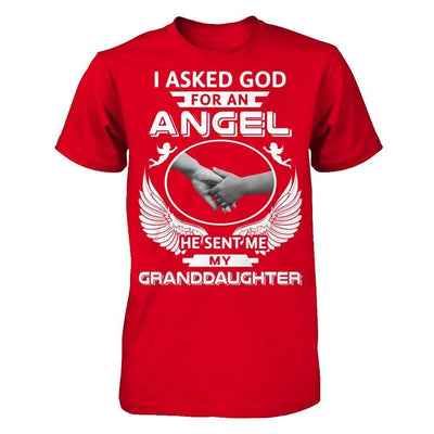 I Asked God For An Angel He Sent Me My Granddaughter-T-Shirt & Hoodie-Premium T-Shirt-Red