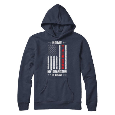 Home Of The Free Because My Grandson Is Brave Papa Grandma-T-Shirt & Hoodie-Pullover Hoodie-Navy