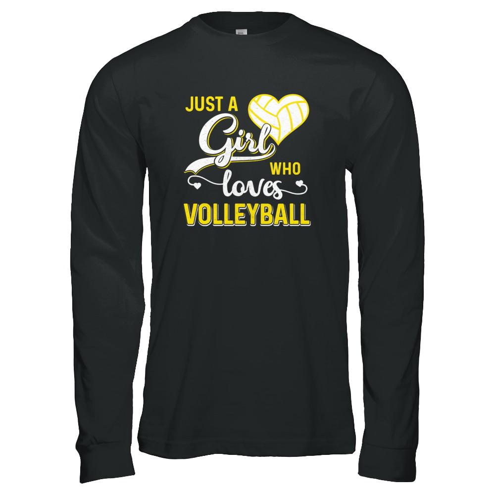 Just A Girl Who Loves Volleyball-T-Shirt & Tank Top-Long Sleeve T-Shirt-Black