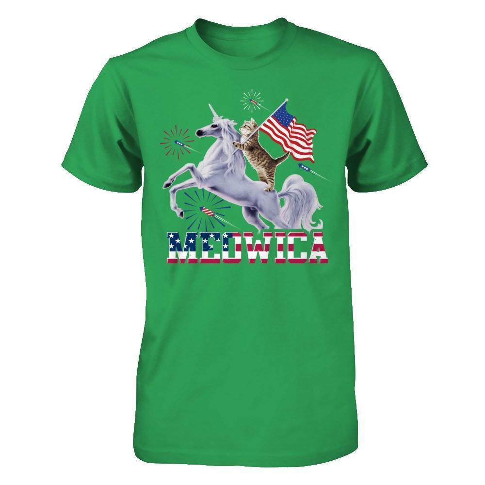 Meowica 4Th Of July Funny Cat On Unicorn Independence-T-Shirt & Hoodie-Premium T-Shirt-Kelly Green