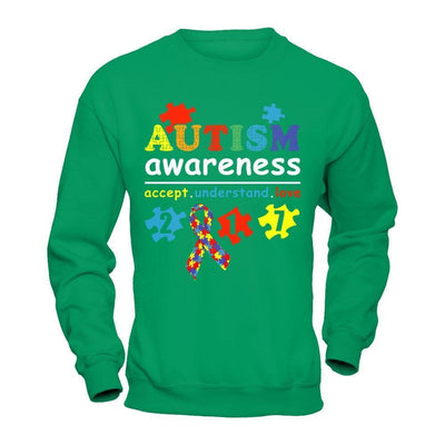 Autism Awareness 2017 Accept Understand Love-T-Shirt & Hoodie-Crewneck Sweatshirt-Irish Green