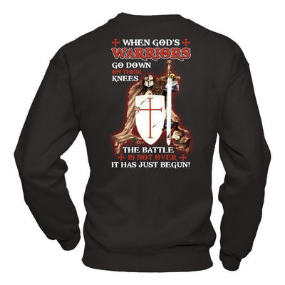 Knight Templar When God's Warriors Go Down On Their Knees-T-Shirt & Hoodie-Crewneck Sweatshirt-Black
