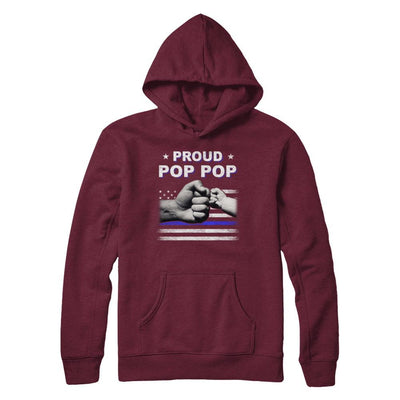Proud Pop Pop Police Thin Blue Line Flag Fathers Day-T-Shirt & Hoodie-Pullover Hoodie-Maroon