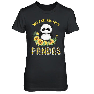 Just A Girl Who Loves Pandas And Sunflowers-T-Shirt & Hoodie-Women's T-Shirt-Black