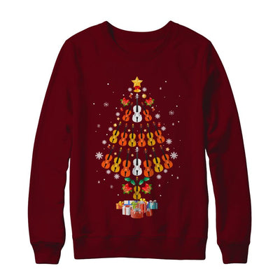 Music Violin Christmas Tree Merry Xmas Gift-T-Shirt & Sweatshirt-Crewneck Sweatshirt-Maroon