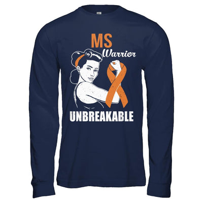 MS Warrior Unbreakable Multiple Sclerosis Awareness-T-Shirt & Hoodie-Long Sleeve T-Shirt-Navy