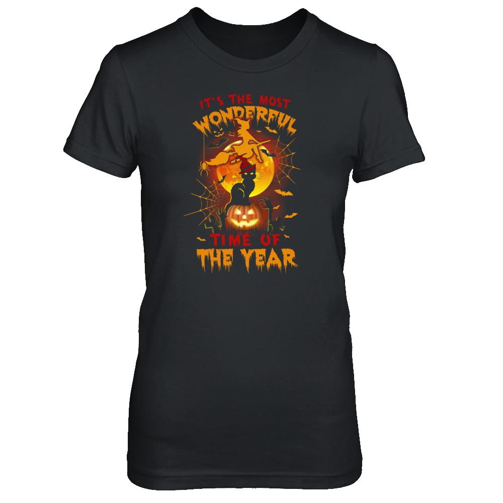 Halloween Cat It's The Most Wonderful Time Of The Year Witches-T-Shirt & Tank Top-Women's T-Shirt-Black